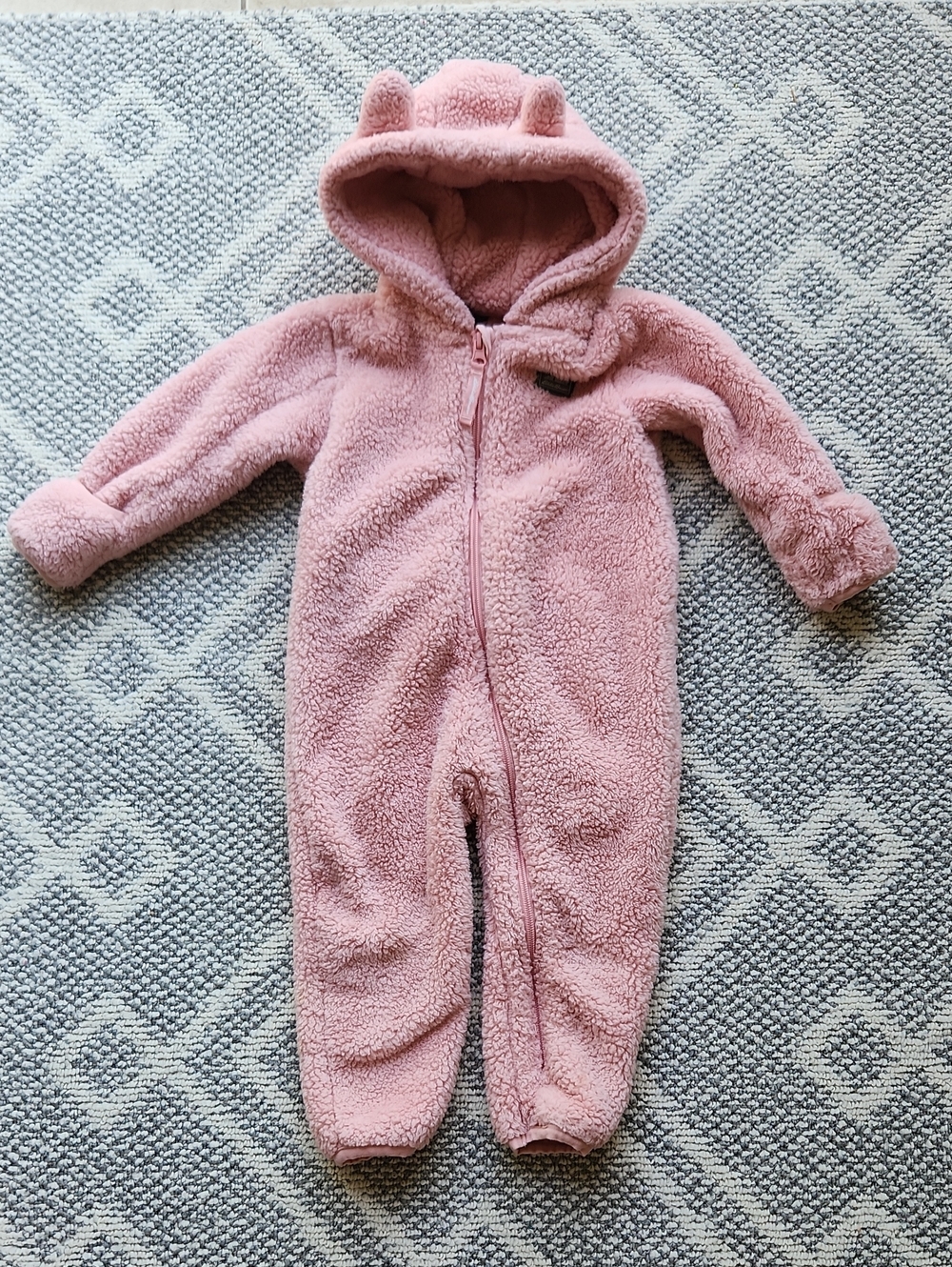 Eddie Bauer Pink Fleece Hooded One-Piece with Ear Detail